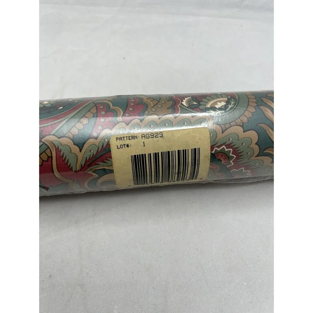 Seabrook Designs Vinyl Covering Wallpaper AG923 Green Burgundy Paisley Floral